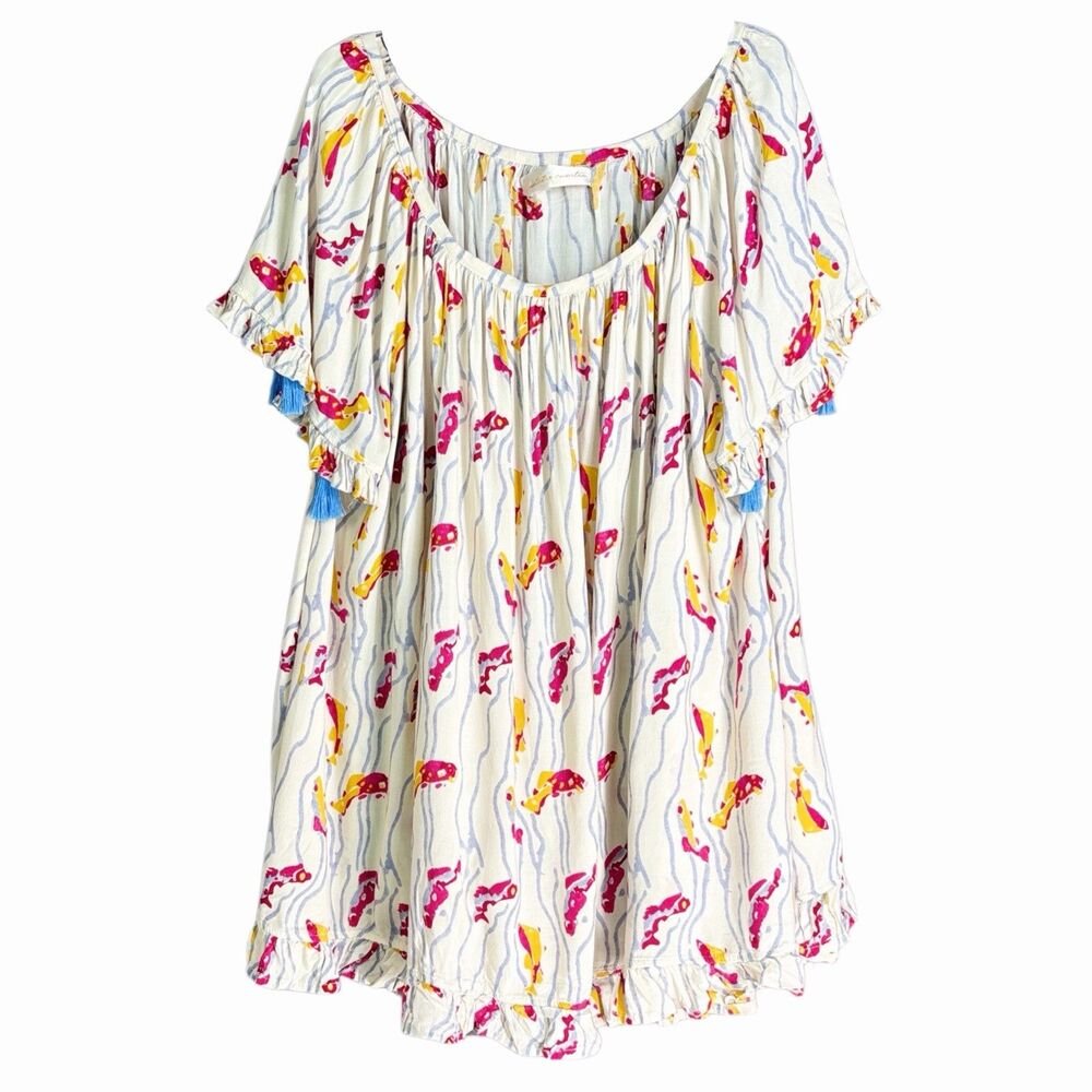Natalie Martin Dress One Size Marina Mini / Tunic Tassels Pisces Print Oversize